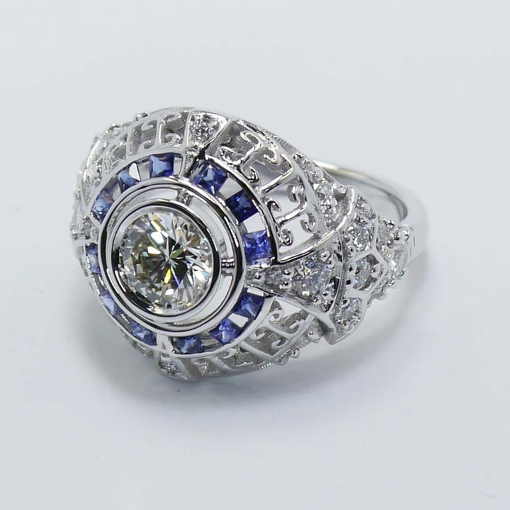Palladium Sapphire And Diamond Engagement Ring (0.69 Carat) - small angle 4